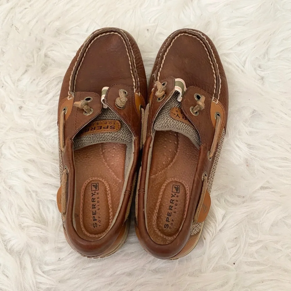 🔥30%OFF🔥SPERRY BROWN GREEN/PINK STRIPE SHOE 5.5 - Picture 2 of 9